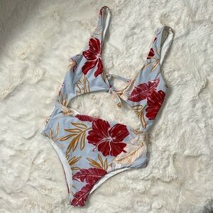 L*Space Tropical Floral Cutout One Piece Swimsuit